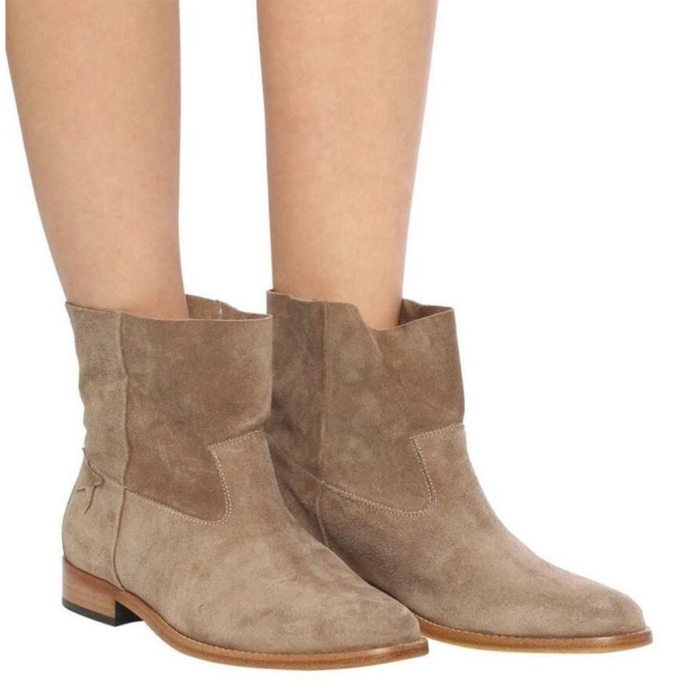 Golden Goose Genuine Suede Leather Slip On Ankle Boots in Beige. Size 36.